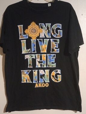 AKOO Black Camo Lettering 'Long Live The King' Tee Y2K Sz XL